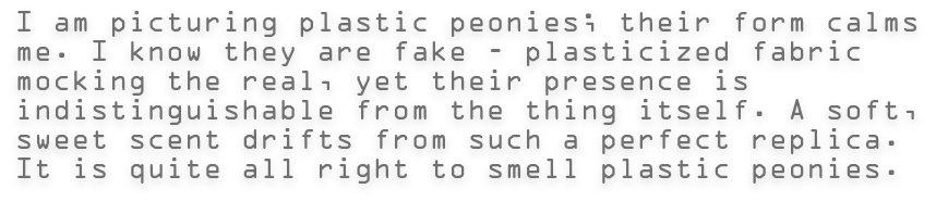 There is a haze, a smog, that holds the light, keeps it immemorial. The diffuse of the day is petrified, rejecting the night and all its sullen sunken mysteries. Faceted crystals contain it all, the fullness of existence or the limits of infinitum.